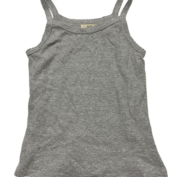 NWT AE Gray Ribbed Tank Top Size L - Picture 1 of 4
